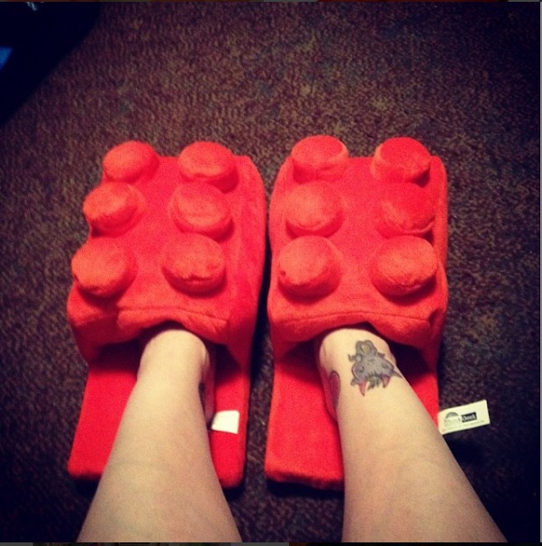 Building Blocks - Warm Brick Slipper Women House Winter