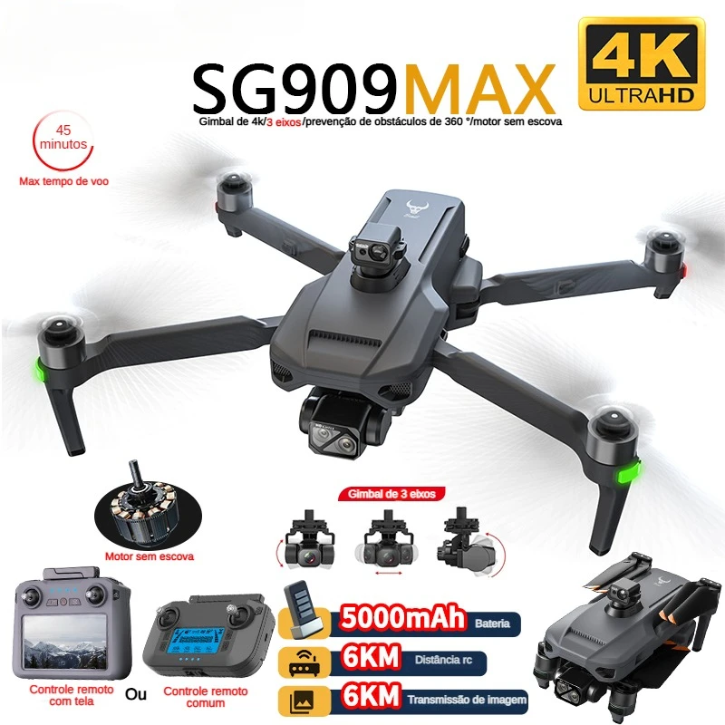 Fpv Brushless Rc Drone 4K - ZLL SG909 SG909MAX Professional Drone With